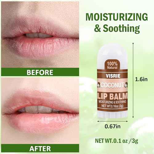 Mini Lip Balm 20 Pack, Natural Lip Balms Bulk with Vitamin E and Coconut Oil, Moisturizing Lip Balm for Dry Cracked lips - 10 Flavors