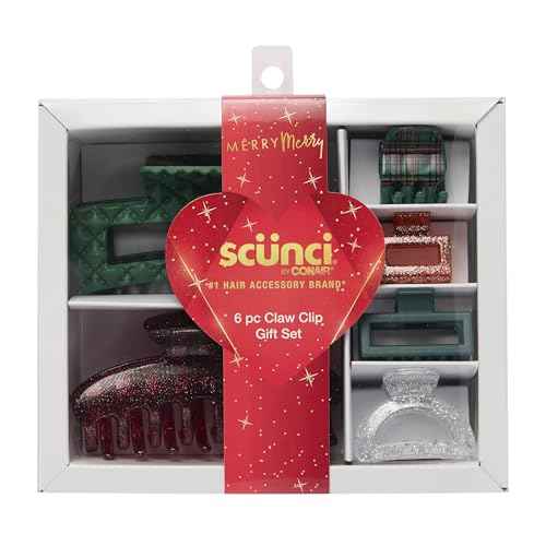 Scunci by Conair 6pk Claw Clips - hair accessories for girls and women - teen girl gifts trendy stuff - for all hair types - Assorted Colors and Sizes