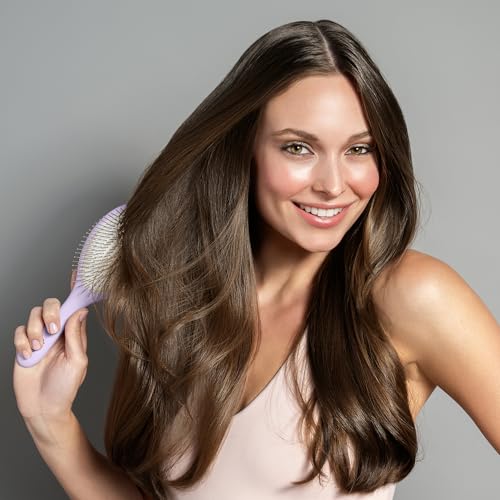 Diane Metallic Pin Detangler Hair Brush ? Anti-Static Metallic Pin Hair Brush for Wet or Dry Hair, Gently Massages Scalp & Smooths Frizz, Flexible Cushion Brush for Fine, Thick, or Textured Hair