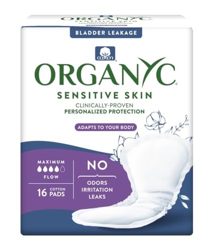 Organyc Organic Cotton Light Incontinence Pads Max Flow 16 Count - Sensitive Skin
