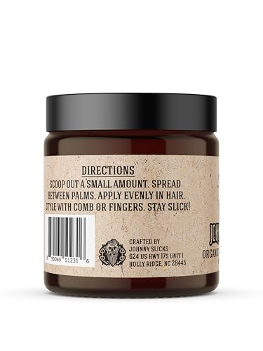 Johnny Slicks Organic Water Based Pomade for Men, 4oz