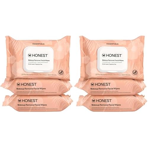 Honest Beauty Fragrance Free Cleansing Makeup Remover Facial Wipes | Plant Based,Hypoallergenic,Gentle for Sensitive Skin |,(Pack of 180)