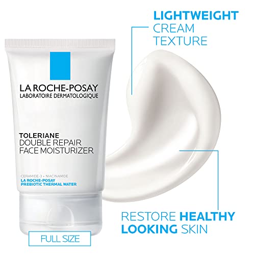 La Roche-Posay Toleraine Skin Care Set | Double Repair Face Moisturizer 100ml & Hydrating Gentle Cleanser 50ml | Oil Free Moisturizer & Face Wash | Formulated with Niacinamide