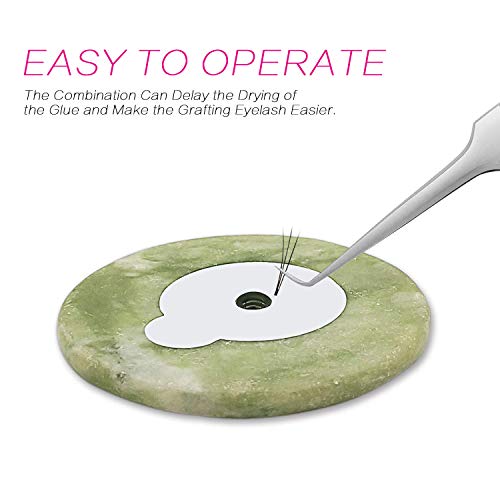 200 Pcs Eyelash Extension Glue Pads & Jade Stone Holder