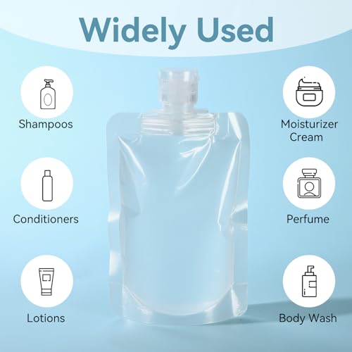 6 Pack 100ml Travel Toiletries Bottles, Clear Refillable Squeeze Pouches