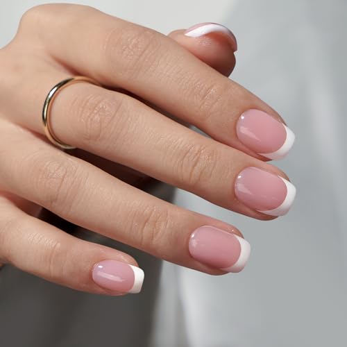 BTArtboxnails XCOATTIPS White French Tip Press On Nails, XS Squoval,