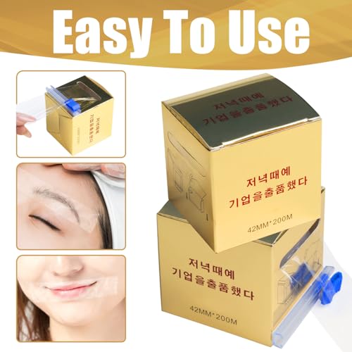 2 Packs Preservative Film Disposable Eyebrow Plastic Wrap with Microblading For Professional Eyebrow Lips Permanent Make Up Supplies Wrap Cover Tape Roll