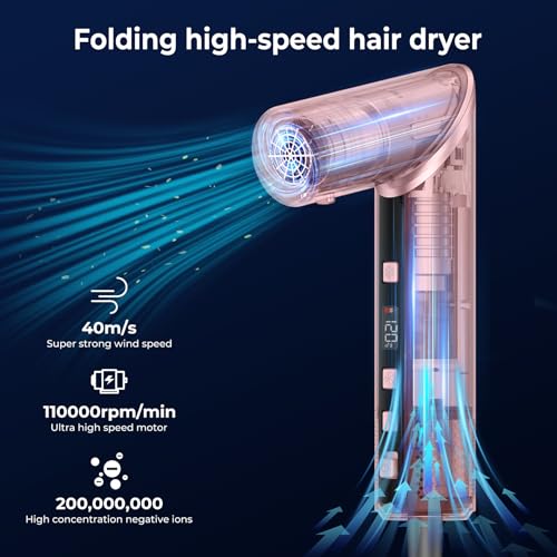 Atopskins 8-in-1 Foldable Multi-Styler Hair Dryer & Curling Set, Dual Voltage