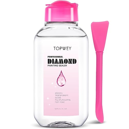 Diamond Painting Sealer, Topwey Diamond Painting Adhesive with Applicator Helps retain Your Diamond Sparkle, Also Applicable to Puzzles for Adults (125 ML 4.4 Fl Oz)