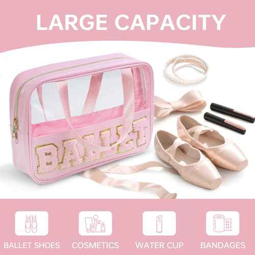 Ballet Bag Preppy Stuff Ballet Gifts Chenille Letter Bags Makeup Cosmetic Bags ballet bags for girls 4-6 Waterproof Organizer Storage Case Gifts for Team Girls Women (STB-FS-BALLET, STB-FS-BALLET)