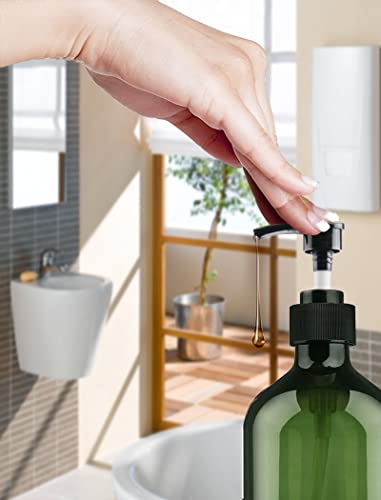 FOOCHY 500ml Green Plastic Pump Dispenser Bottles - 3 Pack, Travel & Household Use