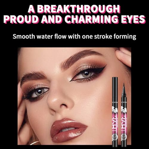 12 Pcs Black Liquid Eyeliner Pen, Waterproof & Long-Wearing