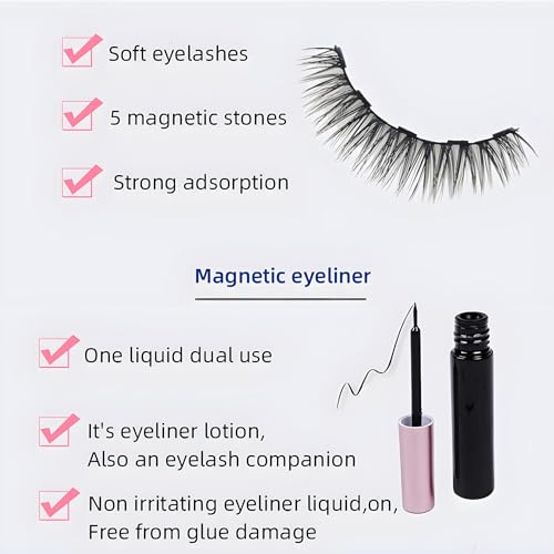 Magnetic Eyelashes Kit: 10 Pairs + 2 Liners | Glue-Free 3D Lashes | Sweat & Tear Proof | Reusable 100+ Wears | $0.06 Per Use | Beginner Friendly