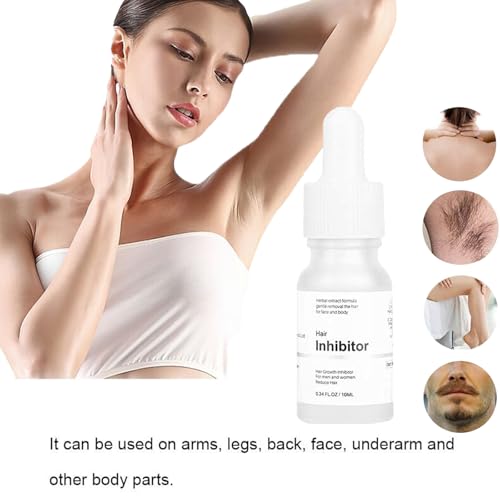 Mild Hair Growth Inhibitor for Face, Get Rid of Chin Hair, Hair Removal Serum for Arm, Legs, All Body, Unscented, Lotion, Natural Plant Extract, Unisex, 10ml / 0.34 Fl Oz
