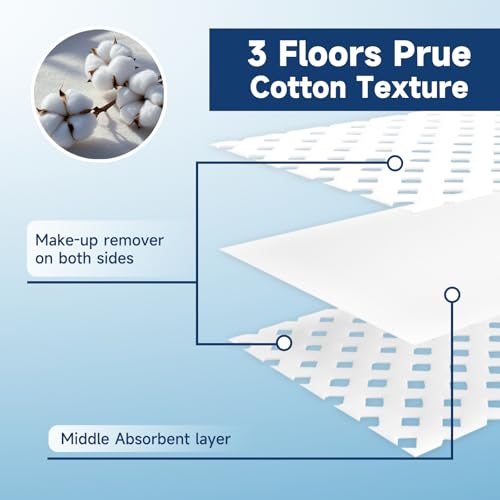HMTM 200 Pack of Cotton Pads - 100% Pure, Lint-Free, Double-Sided Makeup & Face Remover