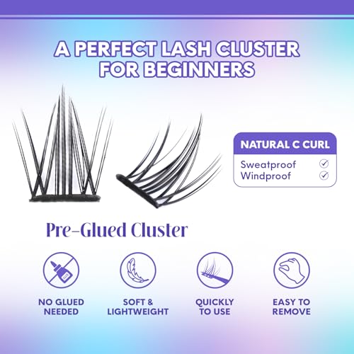Self-Adhesive Lash Clusters - Pre-Glued DIY Eyelash Extensions 56pc