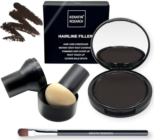 KERATIN RESEARCH Hairline Filler Root Touch-Up Powder Dark Ash Brown 0.56oz Unisex Concealer