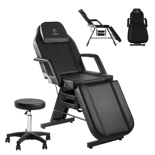 Adjustable Massage & Tattoo Chair - 73" Facial Bed w/ Stool