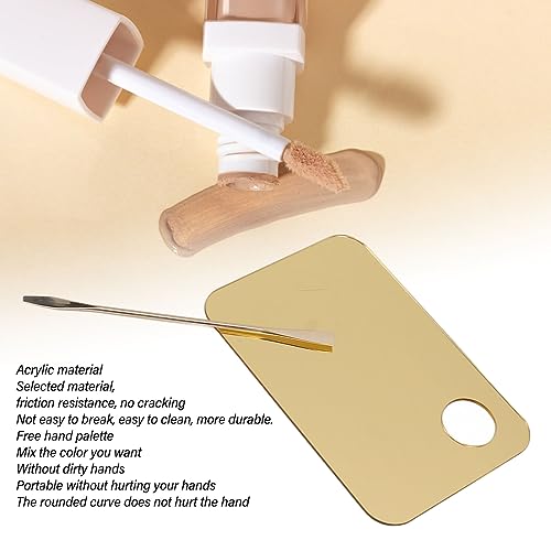 Gold Acrylic Makeup Mixing Palette with Dual Spatula