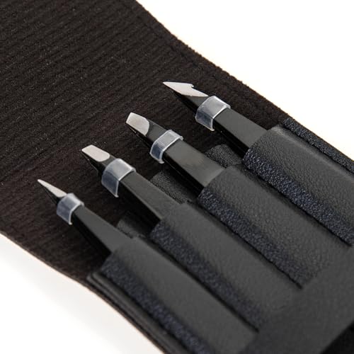? Professional Tweezer Set [Black] ? Stainless Steel Slant & Pointed Tips for Eyebrow & Facial Hair Removal ? Rust-Resistant Grooming Tool with Travel Case