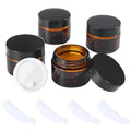 OverNews 2oz Amber Glass Travel Jars - 4 Pack with Lids & Spatula