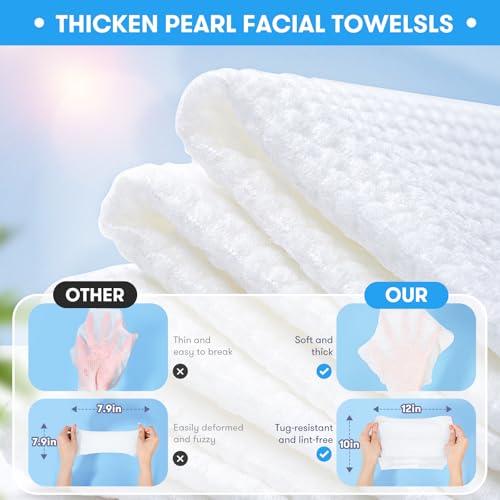 Disposable Face Towel, XL Facial Towelettes Soft Thick Absorbent, Lint-Free Biodegradable Makeup Remover Dry Wipes for Skin Care Washing Drying Nursing Camping Travel Essentials, 25 Ct