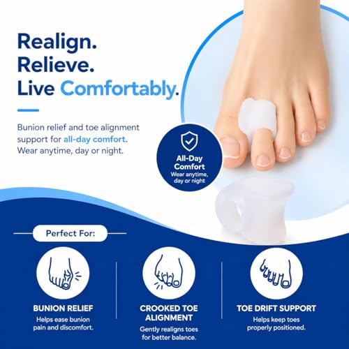 Bunion Corrector Gel Toe Separators - Reusable 4 Pack for Alignment