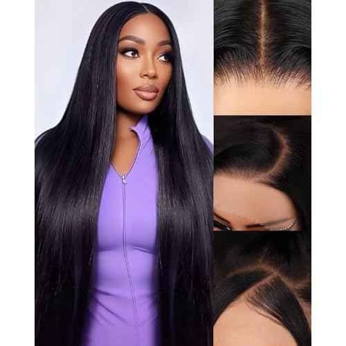 30 Inch Straight Wigs Human Hair 13x6 Lace Front Wigs Human Hair Pre Plucked 200 Density HD Transparent Lace Frontal Glueless Wig for Women with Baby Hair