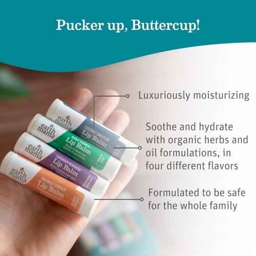 Earth Mama Lip Balm Set | Coconut Smoothie 4-Pack | Lip Moisturizer with Organic Coconut Oil for Sensitive Skin