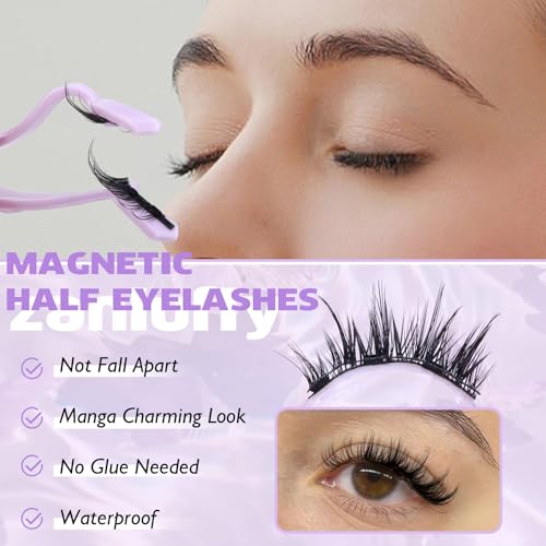 Magnetic Eyelashes Cat Eye Magnetic Lashes Kit with Applicator Manga No Glue Lashes Double Sided Magnetic Lashes Wispy Magnetic Eyelashes Kit by zanlufly