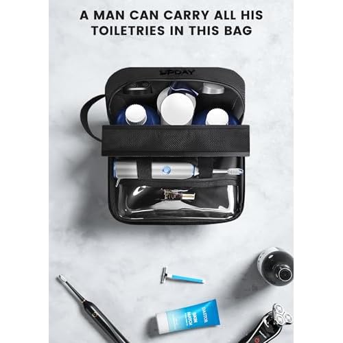 Toiletry Bag for Men, Travel Toiletry Organizer Hanging Dopp Kit, Water-Resistant Shaving Bag for Traveling Toiletries Accessories, Waterproof Mens Toiletry Travel Bag with 11 Compartments, Metal Hook