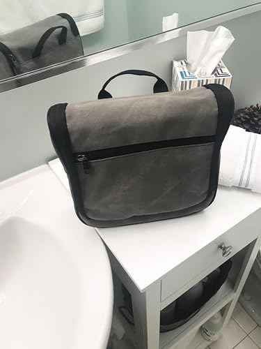 Lewis N. Clark Brushed Twill Hanging Toiletry Kit Bag for Travel Accessories, Shampoo, Cosmetics + Personal Items, Gray
