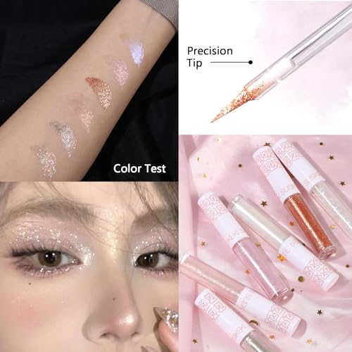 6Pcs Liquid Glitter Eyeshadow Set - Korean Makeup, Long Lasting