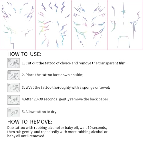 Purple Anime Temporary Tattoo – Waterproof Body Art (4 Pack)