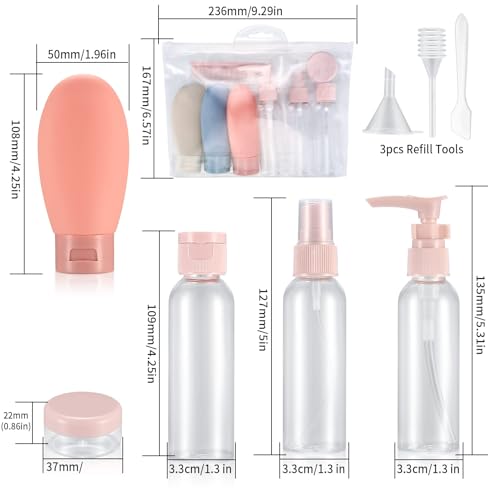 12-Piece Travel Toiletry Bottles Set - Refillable 60ml Containers