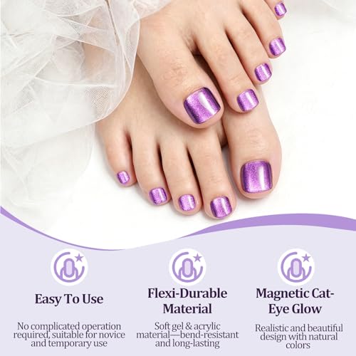 Laza 168pc Press On Toenails - 7 Colors, 12 Sizes, Cat Eye & French