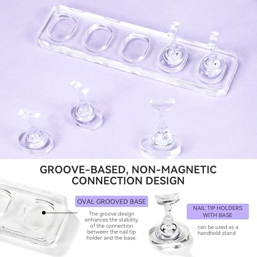 ESUOHYM Clear & White Non-Magnet Nail Stand for Press-On Nails & Art Practice - Large