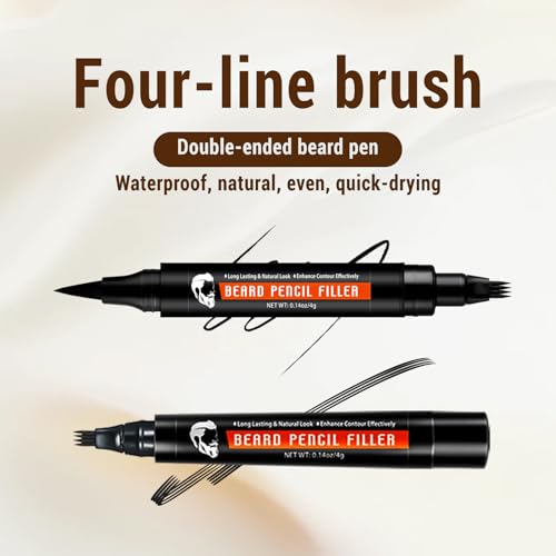 Beard Pencil Filler & Brush Waterproof Black Hair Fiber