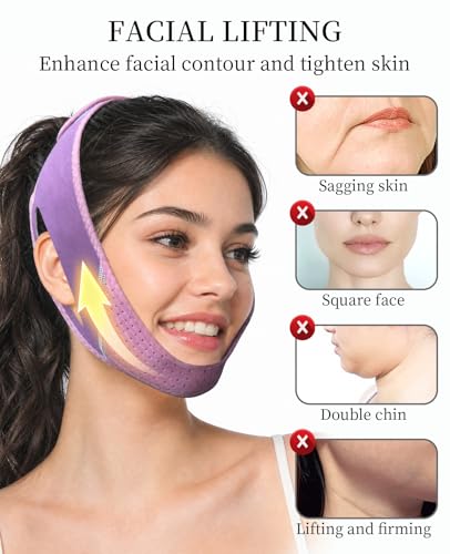 V-Line Chin Strap for Women - 2 Pack Double Chin Lifting Mask