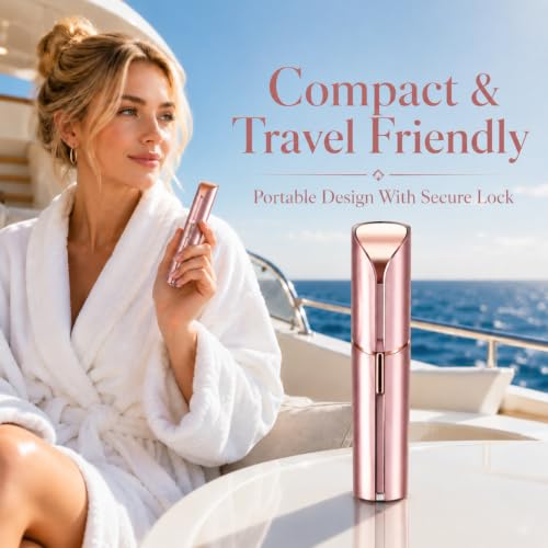 Electric Facial Hair Remover for Women - Rechargeable Shaver with LED Light & 2 Replacement Heads