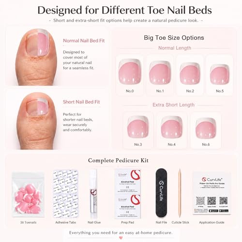 CurvLife Electric Fuchsia Short Square Press On Toenails - Glossy Soft Gel, Reusable, Natural Fit, Salon Quality Fake Nails for Women