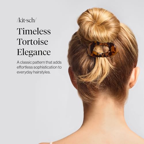 Kitsch Small Flat Hair Claw Clip for Women, Tortoise Non-Slip Hold