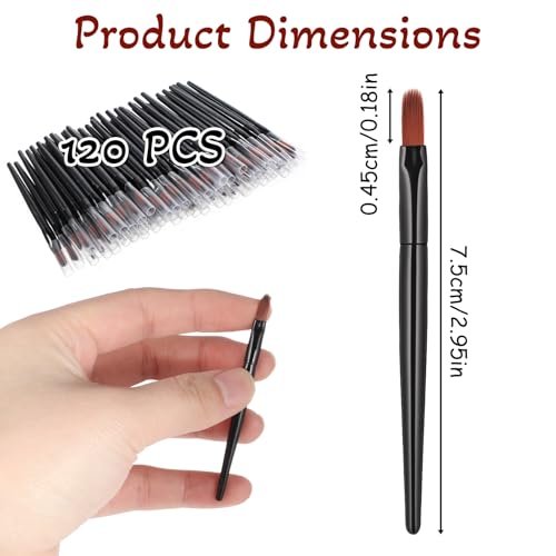 120 Pcs Disposable Lip Brushes with Protective Caps