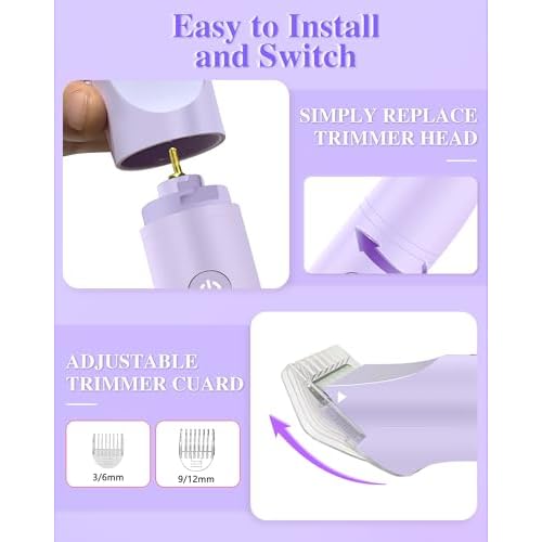 Bikini Trimmer for Women, Electric Razor for Pubic Hair 3-in-1, Bikini Shaver for Legs Body Hair, Womens Electric Razor IPX6 Waterproof, Gifts for Women,Purple