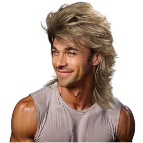 Mullet Wig Blonde 80s Punk Rocker Men's Hair