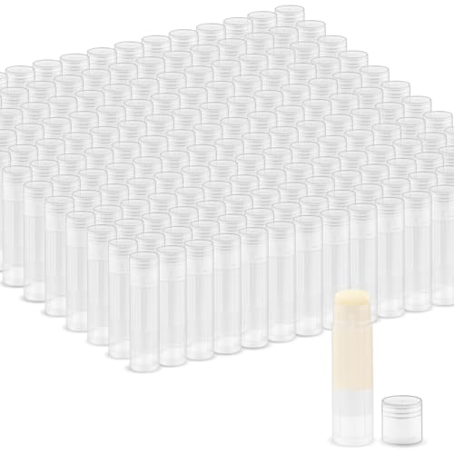 200 Pcs 5g Lip Balm Tubes Empty Plastic Lip Gloss Container Tubes Rotatable Lipstick Container Bottle with Lids for Women Girls DIY Makeup Cosmetic - Clear