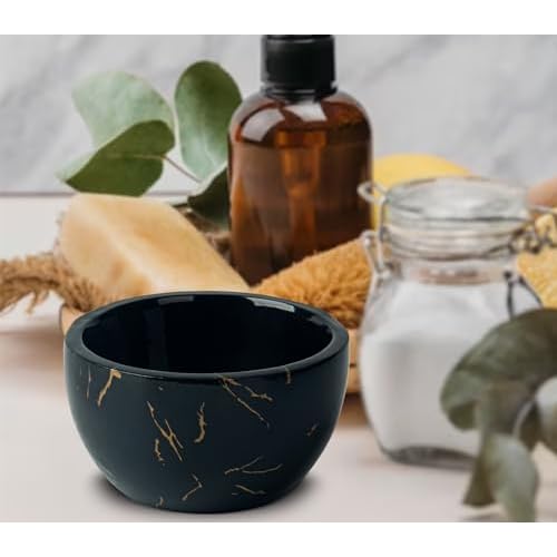 Marbled Shaving Mug - Black Resin Shave Cream & Soap Bowl - Cup