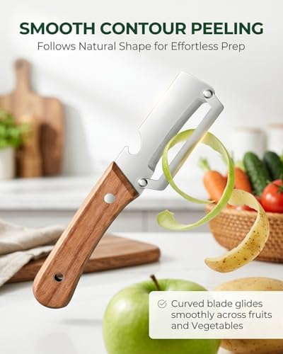 Premium Stainless Steel Vegetable Peeler with Wooden Handle