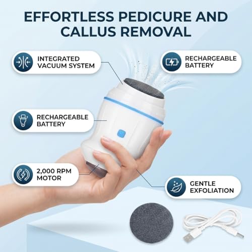 Electric Callus Remover with Vacuum - Portable Foot Grinder