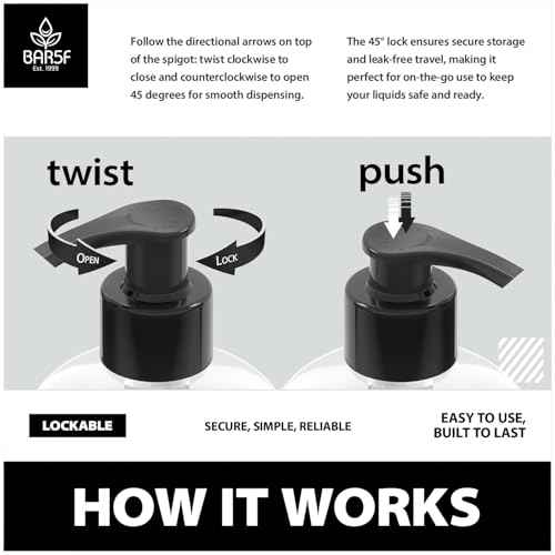 Bar5F 12-Ounce Empty Plastic Pump Bottle Dispenser for Soap, Lotion, Shampoo, Oil, Antiseptic, BPA-Free, Crystal-Clear, USA, 4-Pack